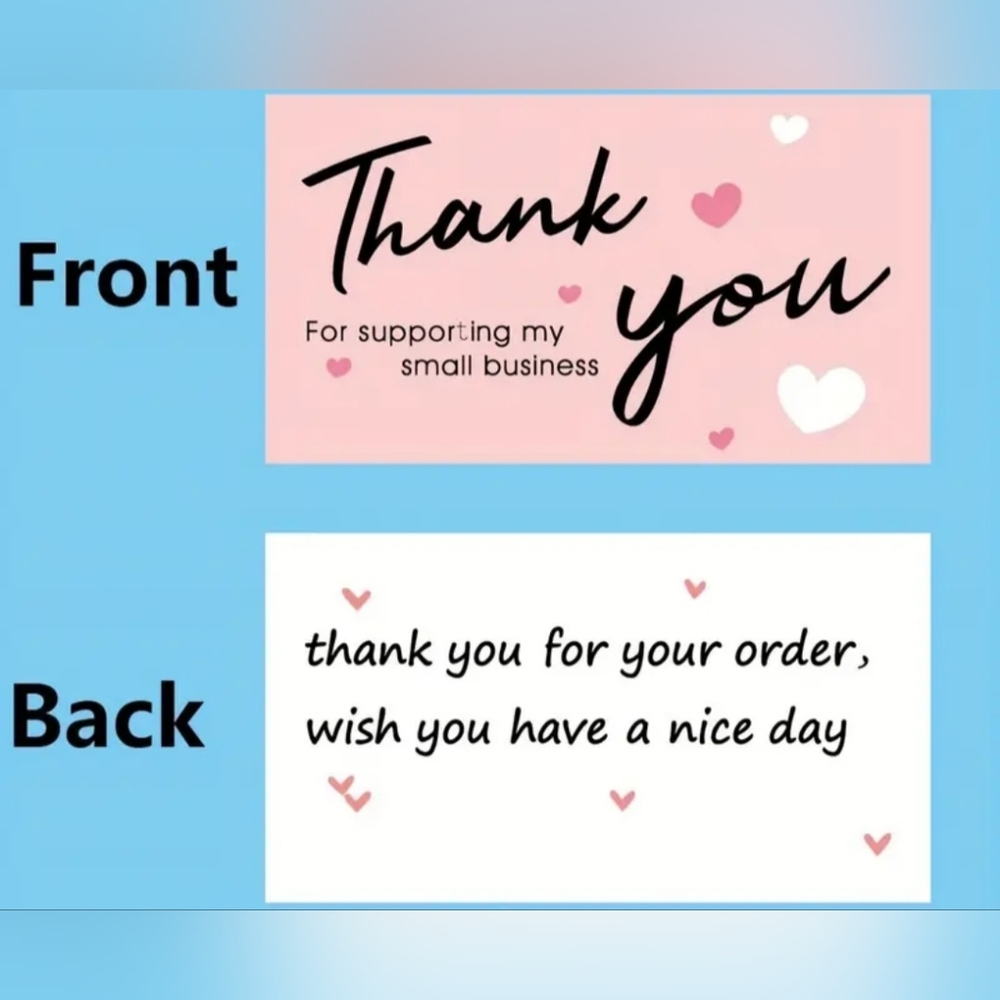 50pcs Thank You Cards with Hearts